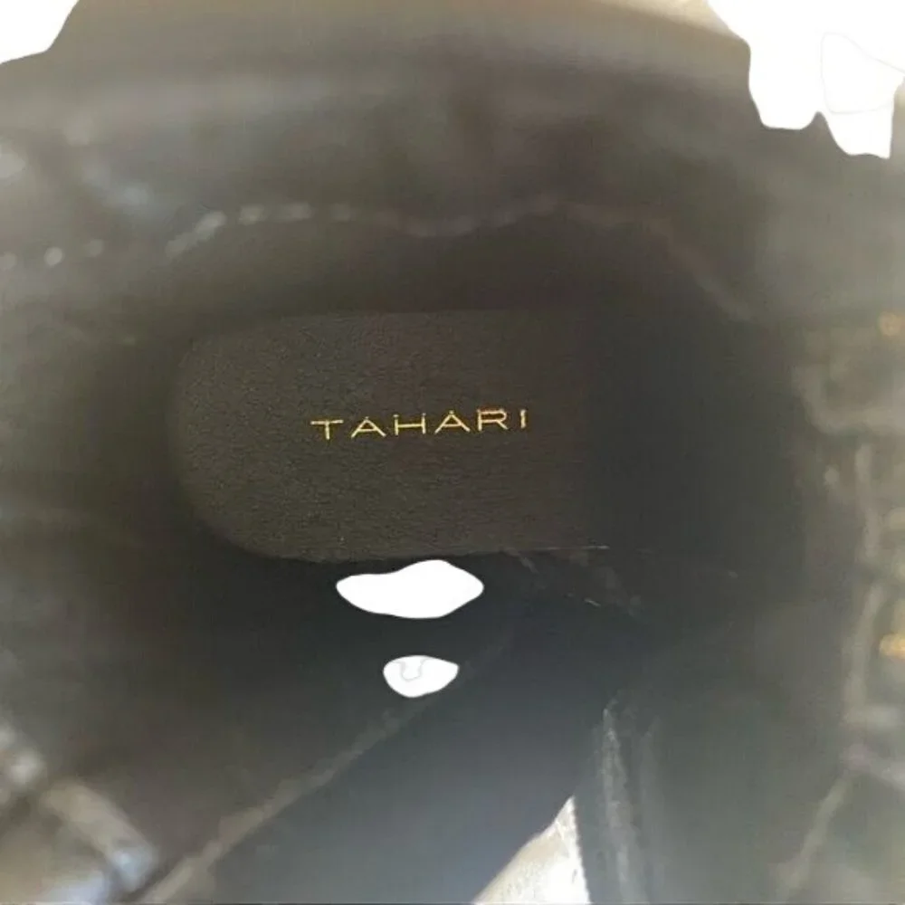 Tahari Kustard Black Snakeskin Ankle Booties‎ Sz 9 (Girls)